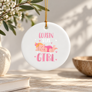Cute Sleeping Baby Gender Reveal Keepsake Ceramic Ornament - Material: Circle Ceramic Ornament