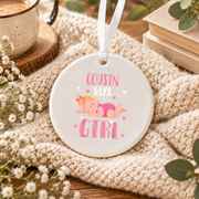 Cute Sleeping Baby Gender Reveal Keepsake Ceramic Ornament - Material: Circle Ceramic Ornament