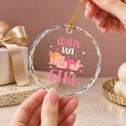 Cute Sleeping Baby Gender Reveal Keepsake Ceramic Ornament - Material: Circle Glass Ornament