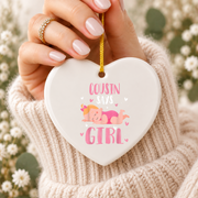 Cute Sleeping Baby Gender Reveal Keepsake Ceramic Ornament - Material: Heart Ceramic Ornament