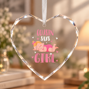 Cute Sleeping Baby Gender Reveal Keepsake Ceramic Ornament - Material: Heart Glass Ornament