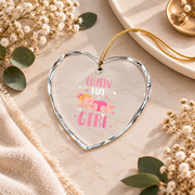 Cute Sleeping Baby Gender Reveal Keepsake Ceramic Ornament - Material: Heart Glass Ornament