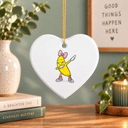 Dabbing Banana Coquette Bow Funny Gift Decoration Glass Ornament - Material: Heart Ceramic Ornament