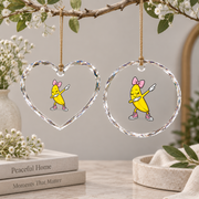 Dabbing Banana Coquette Bow Funny Gift Decoration Glass Ornament - Material: Heart Glass Ornament