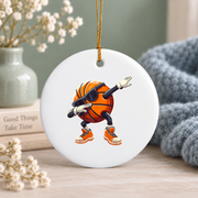 Dabbing Basketball Sunglasses Sports Glass Ornament - Material: Circle Ceramic Ornament