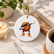 Dabbing Basketball Sunglasses Sports Glass Ornament - Material: Circle Ceramic Ornament
