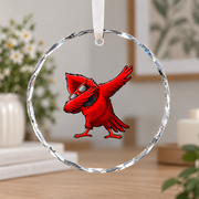 Dabbing Cardinal Celebration Keepsake Ceramic Ornament - Material: Circle Glass Ornament