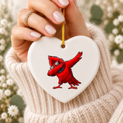 Dabbing Cardinal Celebration Keepsake Ceramic Ornament - Material: Heart Ceramic Ornament