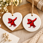 Dabbing Cardinal Celebration Keepsake Ceramic Ornament - Material: Heart Ceramic Ornament