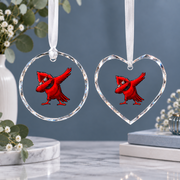 Dabbing Cardinal Celebration Keepsake Ceramic Ornament - Material: Heart Glass Ornament