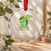 Dabbing Sea Turtle Turtle Lover Ocean Animal Glass Ornament - Material: Circle Glass Ornament