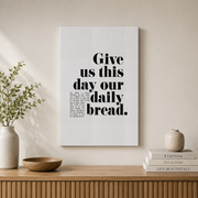 Daily Bread Poster, Bible Verse Wall Art, Matthew 6 Christian Print, The Lord'S Prayer Full Text Esv Poster Dining Room Art Wall Art, Modern Wall Decor, 12x18 UNFRAMED - Format: Stretched Canvas