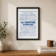 Daily Gratitude Christian Wall Art, Blue Bible Verse Poster for Teens - Format: Black Framed Poster