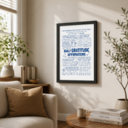 Daily Gratitude Christian Wall Art, Blue Bible Verse Poster for Teens - Format: Black Framed Poster
