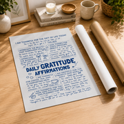 Daily Gratitude Christian Wall Art, Blue Bible Verse Poster for Teens - Format: Rolled Canvas