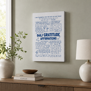 Daily Gratitude Christian Wall Art, Blue Bible Verse Poster for Teens - Format: Stretched Canvas