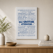Daily Gratitude Christian Wall Art, Blue Bible Verse Poster for Teens - Format: Stretched Canvas