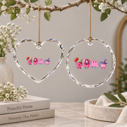 Dental Breast Cancer Awareness Pink Ribbon Tooth Gift Glass Ornament - Material: Heart Glass Ornament