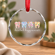 Dental Hygienist Appreciation Gift Dental Care Decoration Glass Ornament - Material: Circle Glass Ornament