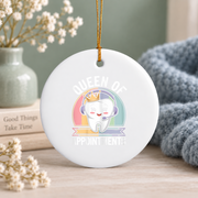 Dental Receptionist Queen Dentist Office Gift Decoration Glass Ornament - Material: Circle Ceramic Ornament