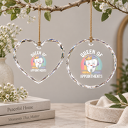 Dental Receptionist Queen Dentist Office Gift Decoration Glass Ornament - Material: Heart Glass Ornament