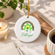 Dental Squad Tooth Shamrock Holiday Gift Decoration Glass Ornament - Material: Circle Ceramic Ornament