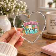 Dental Vibes Hygienist Dentist Gift Decoration Glass Ornament - Material: Heart Glass Ornament