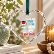 Dentist Dental Assistant Coffee Tooth Gift Decoration Glass Ornament - Material: Heart Glass Ornament
