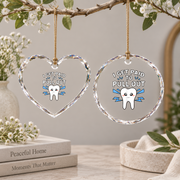 Dentist Tooth Surgeon Funny Gift Dental Care Glass Ornament - Material: Heart Glass Ornament