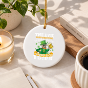 Devil Bring Beer St Patrick's Day Glass Ornament - Material: Circle Ceramic Ornament