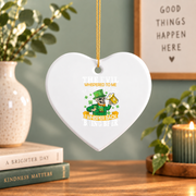 Devil Bring Beer St Patrick's Day Glass Ornament - Material: Heart Ceramic Ornament