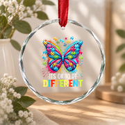 Different Is Beautiful Butterfly Autism Ornament Glass Ornament - Material: Circle Glass Ornament