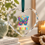 Different Is Beautiful Butterfly Autism Ornament Glass Ornament - Material: Heart Glass Ornament