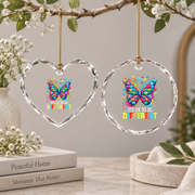 Different Is Beautiful Butterfly Autism Ornament Glass Ornament - Material: Heart Glass Ornament