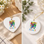 Different Is Beautiful Dabbing Puzzle Ornament Glass Ornament - Material: Heart Ceramic Ornament