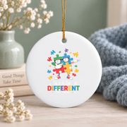 Different Is Beautiful Puzzle Kids Ornament Glass Ornament - Material: Circle Ceramic Ornament
