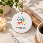 Different Is Beautiful Puzzle Kids Ornament Glass Ornament - Material: Circle Ceramic Ornament