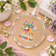 Different Is Beautiful Puzzle Kids Ornament Glass Ornament - Material: Circle Glass Ornament
