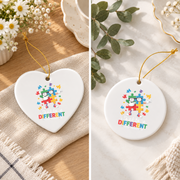 Different Is Beautiful Puzzle Kids Ornament Glass Ornament - Material: Heart Ceramic Ornament