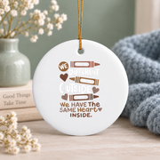 Different Outside Same Heart Unity Glass Ornament - Material: Circle Ceramic Ornament