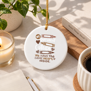 Different Outside Same Heart Unity Glass Ornament - Material: Circle Ceramic Ornament