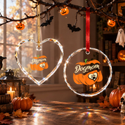 Dog Mom Pumpkin Halloween Ornament with Cute Pet Theme Glass Ornament - Material: Circle Glass Ornament