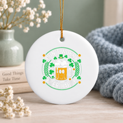 Don't Worry Beer Happy Funny Glass Ornament - Material: Circle Ceramic Ornament
