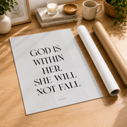 DOPAPRINT God Is Within Her She Will Not Fall Print, Psalm 46:5, Scripture Wall Art, Bible Verse, Black And White Scripture, Christian Decor Wall Art, Modern Wall Decor NO FRAMED POSTER, Wall Art - Format: Rolled Canvas