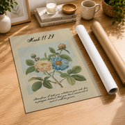 DOPAPRINT Mark 11:24 Prayer Bible Verse Wall Art Roses Flower Scripture Art Print Christian Faith Botanical Floral Poster Poster NO FRAMED POSTER, Wall Art - Format: Rolled Canvas