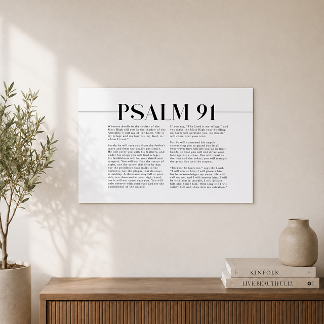 DOPAPRINT Psalm 91 Scripture Wall Art, He Who Dwells In The Shelter, Horizontal Bible Verse Artwork For Your Christian Home Decor Wall Art, Modern Wall Decor NO FRAMED POSTER, Wall Art - Format: Unframed Paper Poster