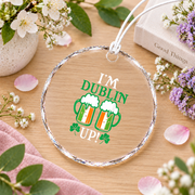 Dublin Irish Beer Drinking Glass Ornament - Material: Circle Glass Ornament