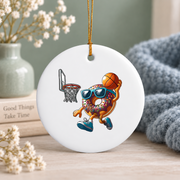 Dunking Donut Basketball Sports Glass Ornament - Material: Circle Ceramic Ornament