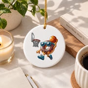 Dunking Donut Basketball Sports Glass Ornament - Material: Circle Ceramic Ornament