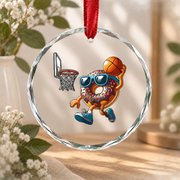 Dunking Donut Basketball Sports Glass Ornament - Material: Circle Glass Ornament